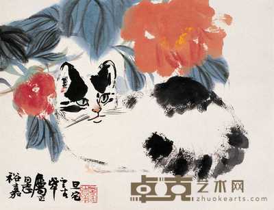 刘旦宅 猫戏 轴 30×39cm